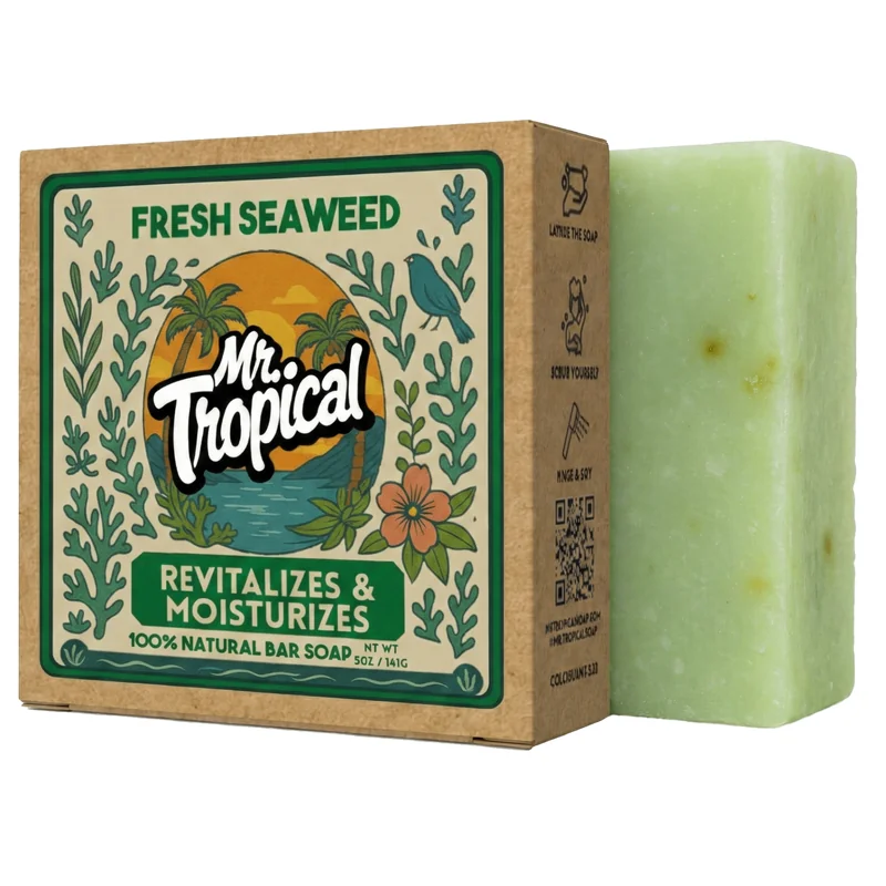 Fresh Seaweed handcrafted bar soap by Mr. Tropical — Clean sage + peppermint scrub