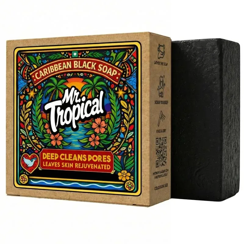 Caribbean Black Soap handcrafted bar soap by Mr. Tropical — Oakmoss · aloe · island minerals