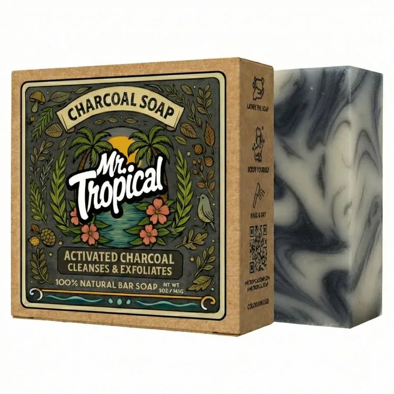 Charcoal Soap handcrafted bar soap by Mr. Tropical — Deep musk · sandalwood · activated charcoal