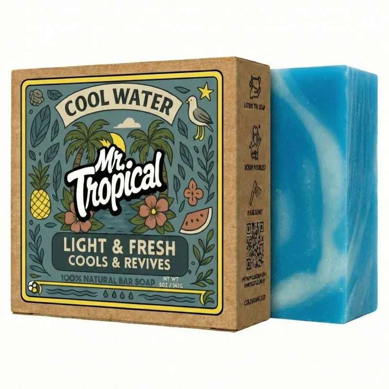 Cool Water handcrafted bar soap by Mr. Tropical — Sporty cologne + ocean breeze