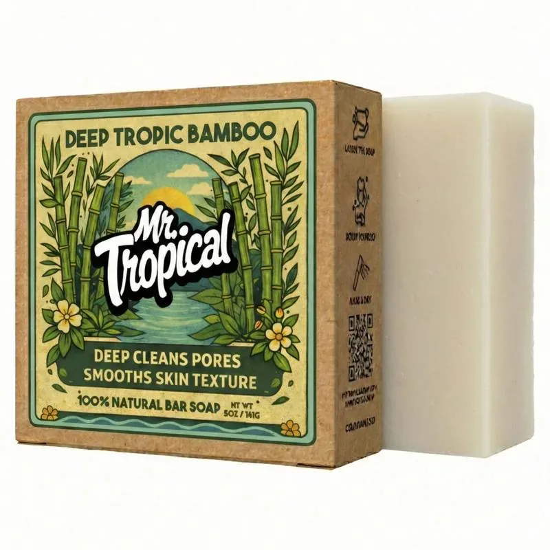 Deep Tropic Bamboo handcrafted bar soap by Mr. Tropical — Lily of the valley + cleansing clay