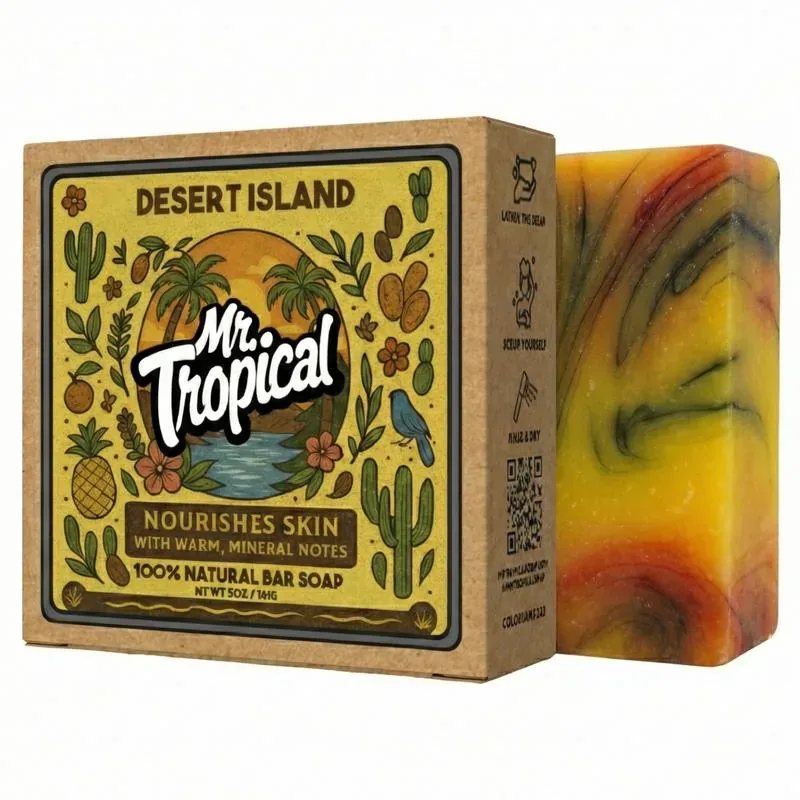Desert Island handcrafted bar soap by Mr. Tropical — Sweet orange · plumeria · vanilla