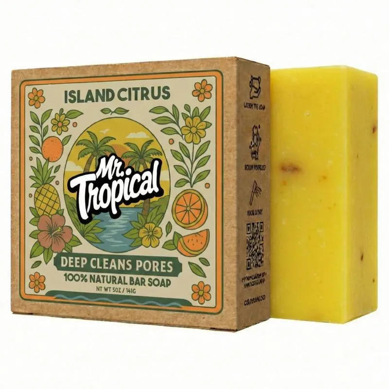 Island Citrus handcrafted bar soap by Mr. Tropical — Bright citrus + island greens